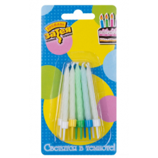 Свечи д/торта с подставкой светящиеся 6см 10шт/V